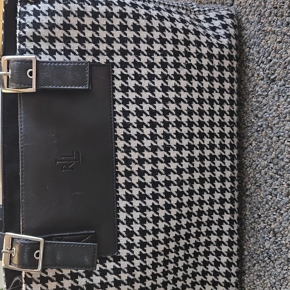 Ralph Lauren Houndstooth Fabric and Leather Tote Bag - Picture 3 of 7